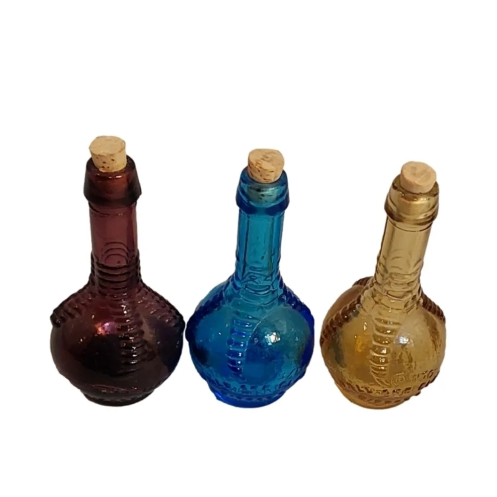 VINTAGE WHEATON TRIO BALL &‎ CLAW BITTER GLASS BOTTLE FLASK WITH CORK